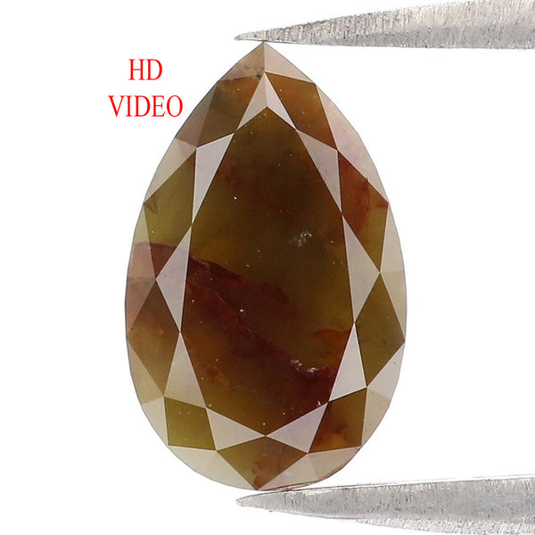 Natural Loose Pear Brown Yellow Color Diamond 1.47 CT 9.92 MM Pear Shape Rose Cut Diamond KR2521