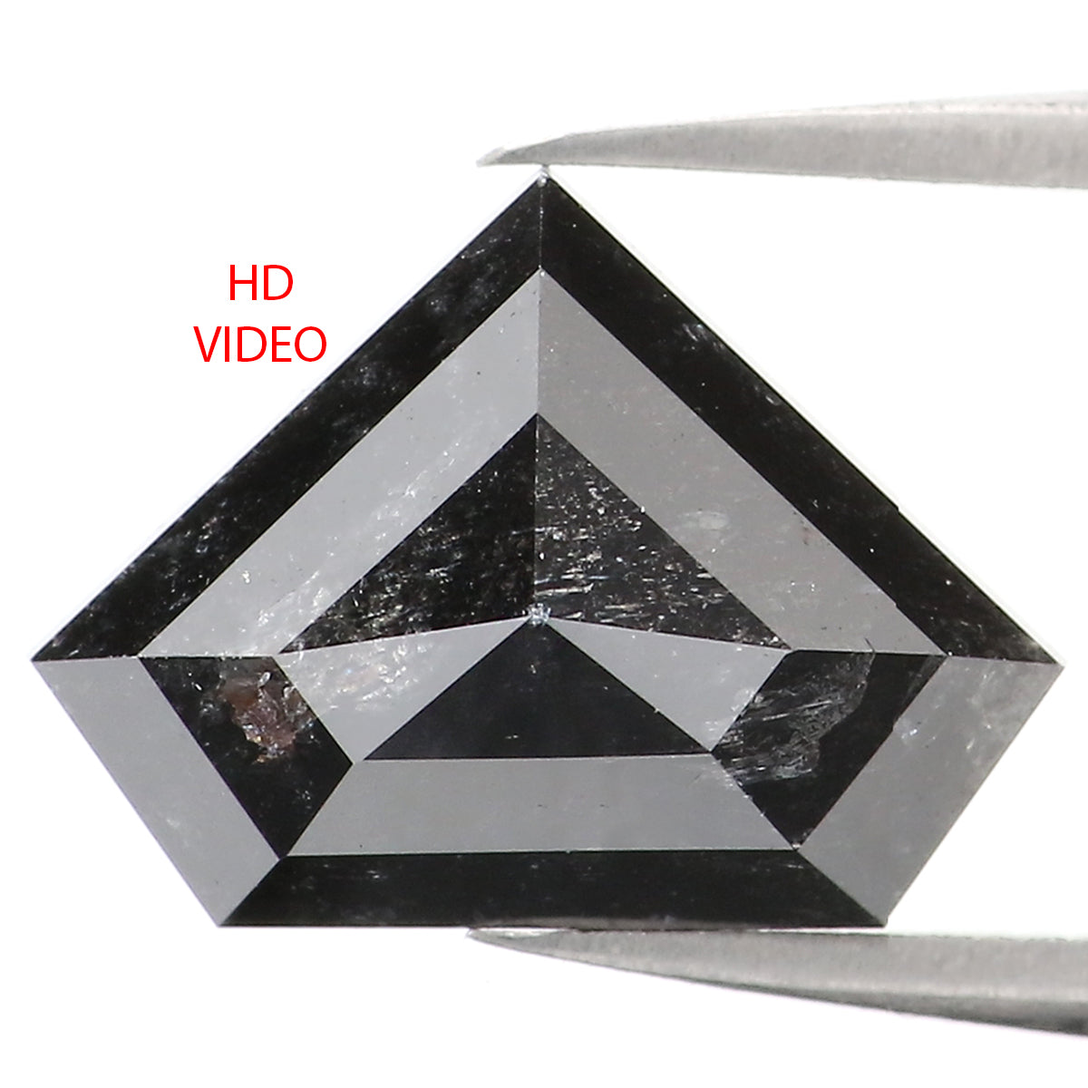 3.03 Ct Natural Loose Shield Shape Diamond Salt And Pepper Shield Cut Diamond 8.20 MM Black Gray Color Shield Shape Rose Cut Diamond QL1117