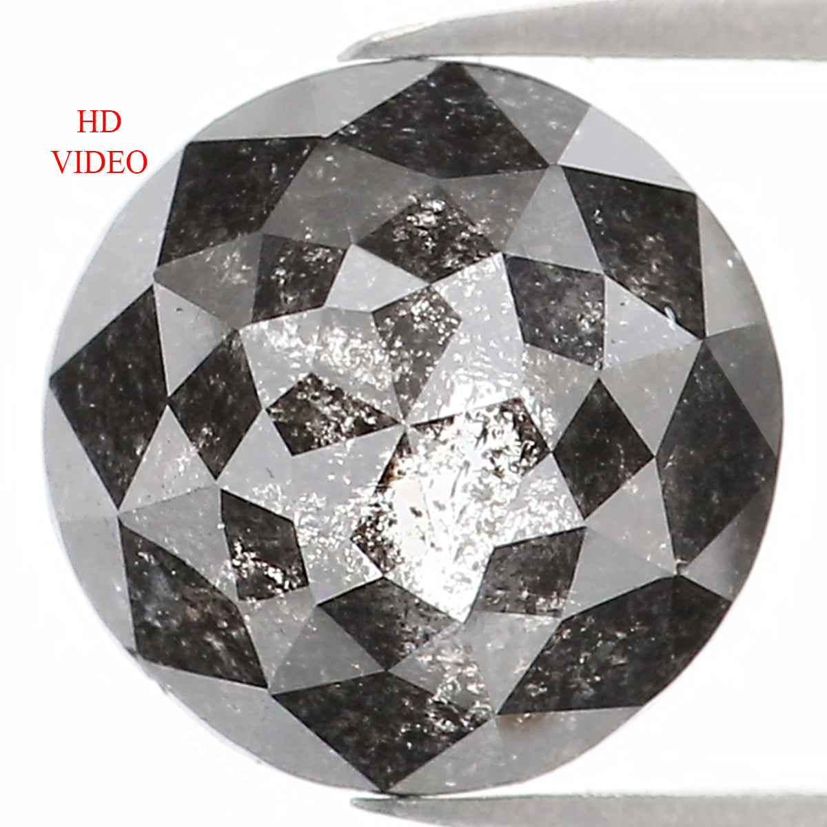 1.47 Ct Natural Loose Round Rose Cut Diamond Black Color Rose Cut Diamond 7.00 MM Natural Loose Salt And Pepper Rose Cut Diamond QL1206