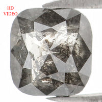 Natural Loose Cushion Salt And Pepper Diamond Black Grey Color 1.08 CT 5.80 MM Cushion Shape Rose Cut Diamond L1291