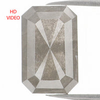 Natural Loose Emerald Salt And Pepper Diamond Grey Color 3.06 CT 10.50 MM Emerald Shape Rose Cut Diamond KDL1155