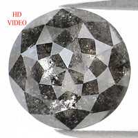 Natural Loose Round Rose Cut Salt And Pepper Diamond Black Grey Color 1.23 CT 6.80 MM Rose Cut Shape Diamond L1167