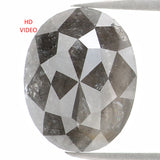 Natural Loose Oval Salt And Pepper Diamond Black Grey Color 2.30 CT 9.35 MM Oval Shape Rose Cut Diamond KDL1110