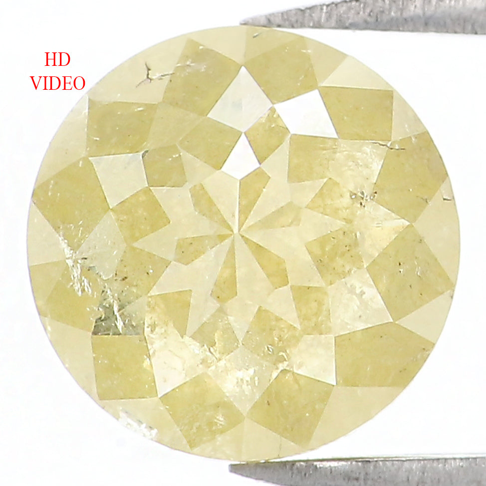 Natural Loose Round Rose Cut Yellow Color Diamond 2.01 CT 7.90 MM Rose Cut Shape Diamond L1562