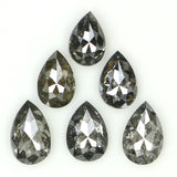 Natural Loose Pear Salt And Pepper Diamond Black Grey Color 0.82 CT 3.90 MM Pear Shape Rose Cut Diamond KDL1311