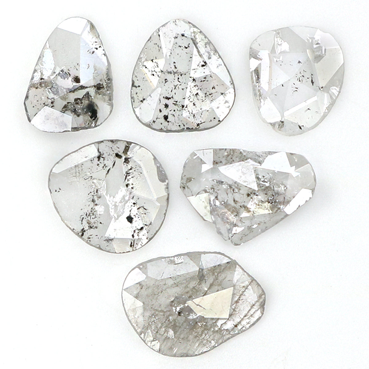 0.81 Ct Natural Loose Slice Shape Diamond Salt And Pepper Slice Diamond 4.50 MM Natural Loose Black Grey Color Irregular Cut Diamond KQ2427
