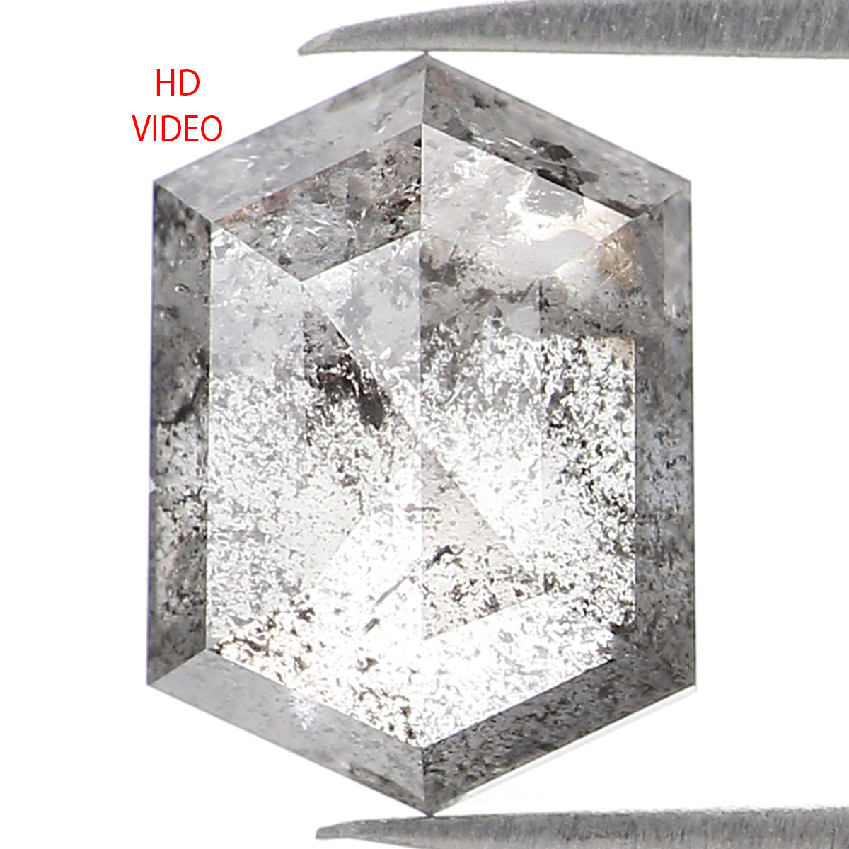 1.19 CT Natural Loose Hexagon Shape Diamond Salt And Pepper Hexagon Shape Diamond 7.50 MM Black Grey Color Hexagon Rose Cut Diamond QL1102