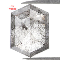 Natural Loose Hexagon Salt And Pepper Diamond Black Grey Color 1.19 CT 7.50 MM Hexagon Shape Rose Cut Diamond KDL1102