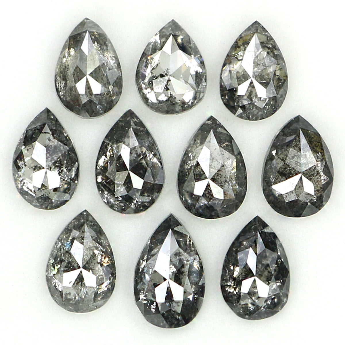 Natural Loose Pear Salt And Pepper Diamond Black Grey Color 1.19 CT 3.55 MM Pear Shape Rose Cut Diamond KDL1294