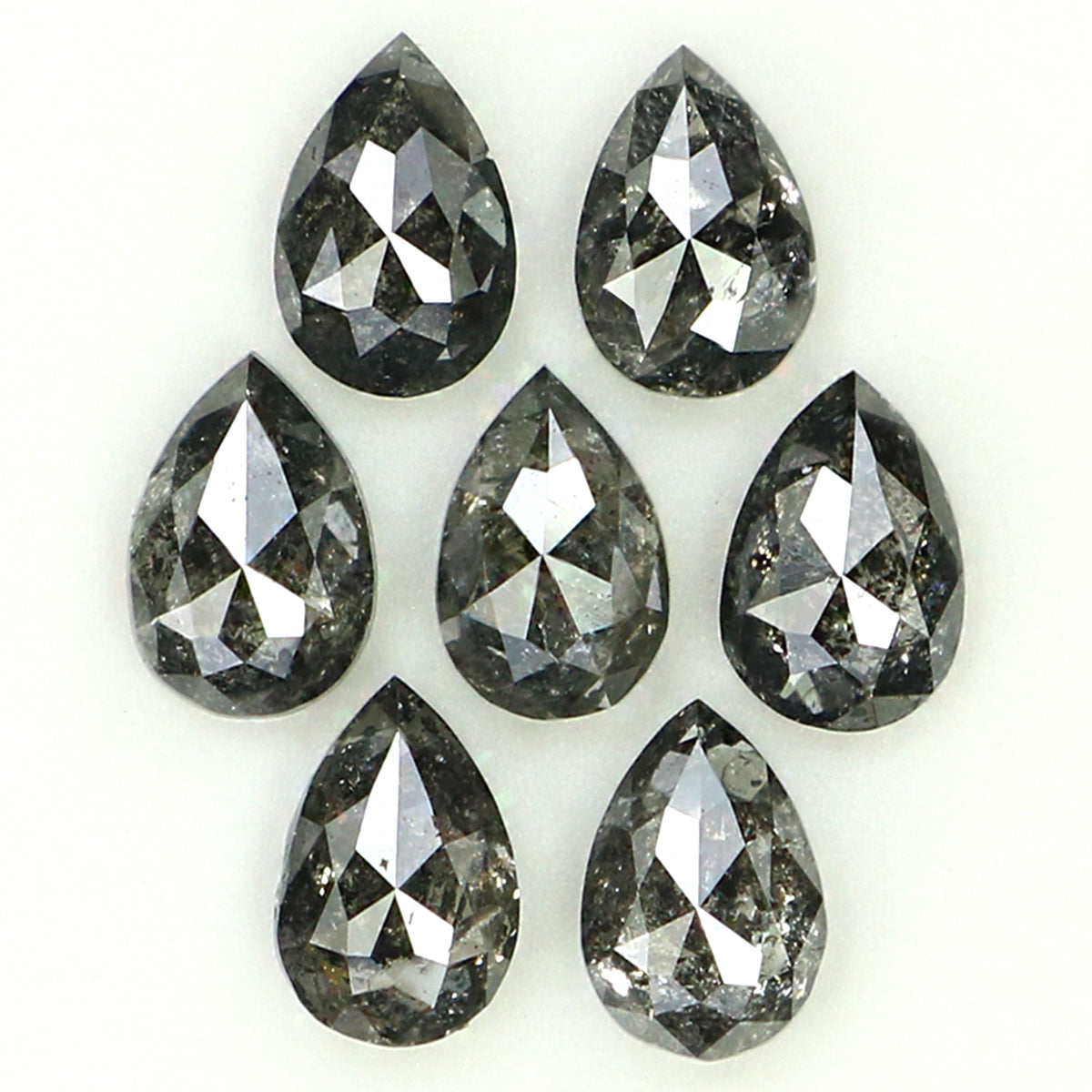 Natural Loose Pear Salt And Pepper Diamond Black Grey Color 1.05 CT 3.15 MM Pear Shape Rose Cut Diamond KDL1278