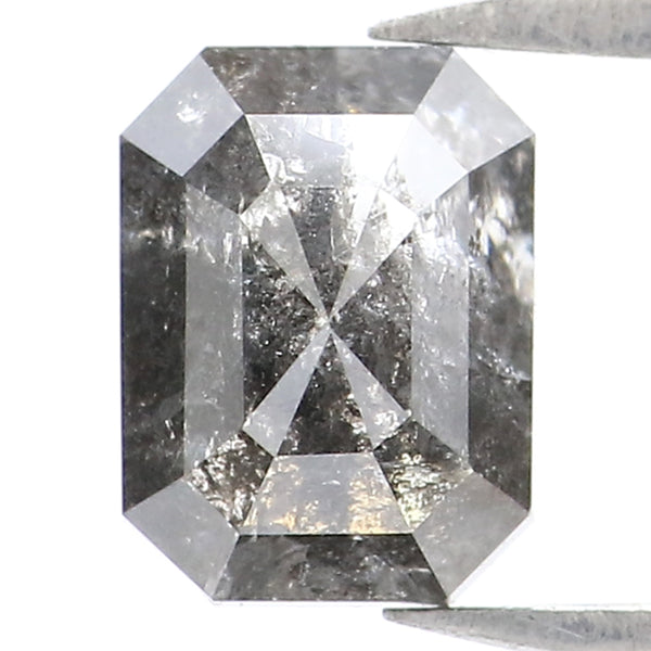Natural Loose Emerald Salt And Pepper Diamond Black Grey Color 0.92 CT 6.20 MM Emerald Shape Rose Cut Diamond L1951
