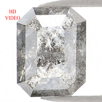 Natural Loose Emerald Salt And Pepper Diamond Black Grey Color 0.73 CT 5.70 MM Emerald Shape Rose Cut Diamond L1187