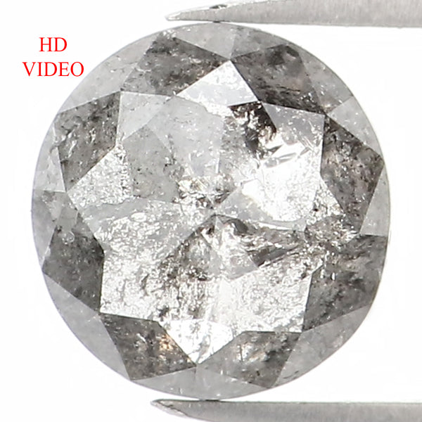 Natural Loose Round Rose Cut Salt And Pepper Diamond Black Grey Color 0.89 CT 6.00 MM Rose Cut Shape Diamond L1274