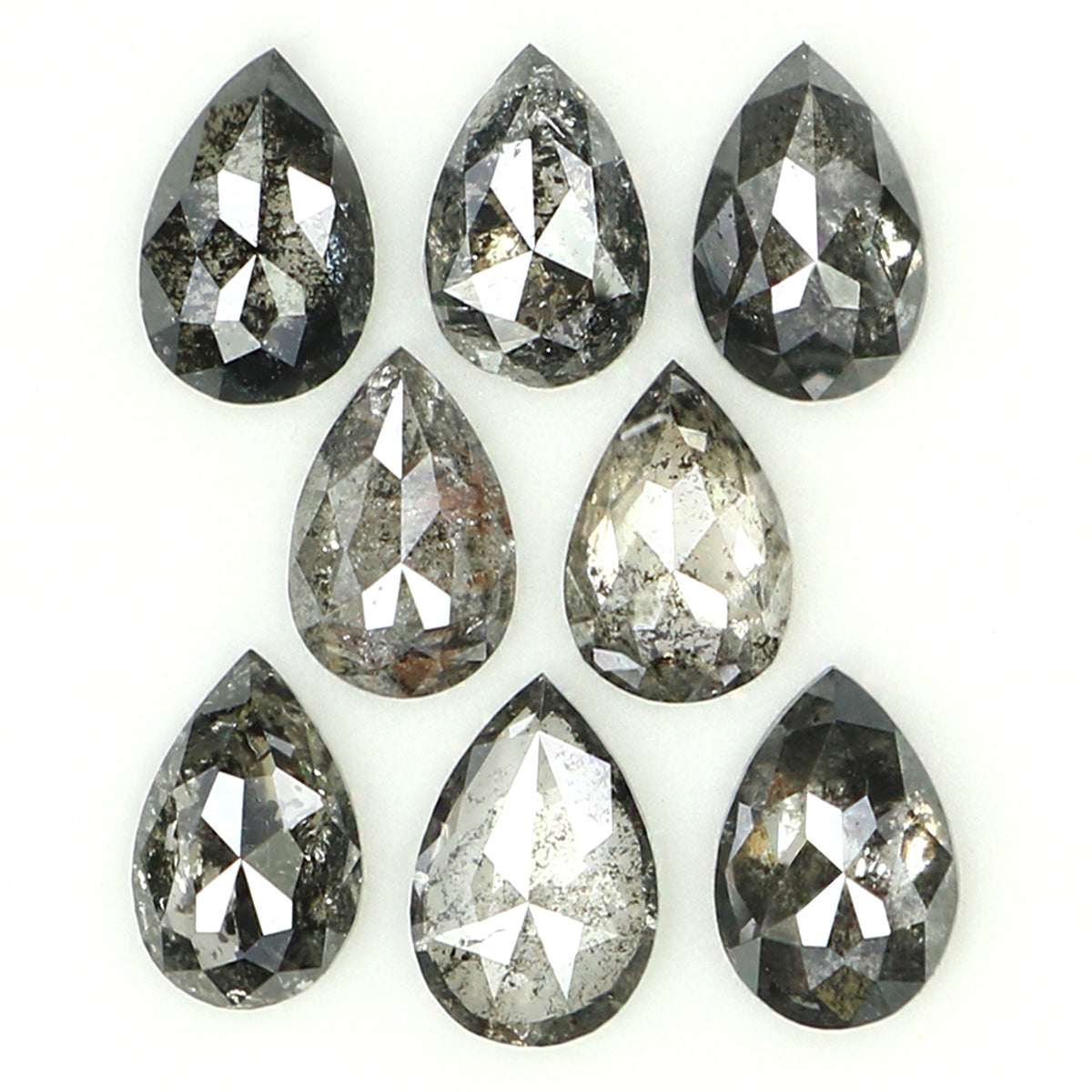 Natural Loose Pear Salt And Pepper Diamond Black Grey Color 1.00 CT 4.00 MM Pear Shape Rose Cut Diamond KDL1317