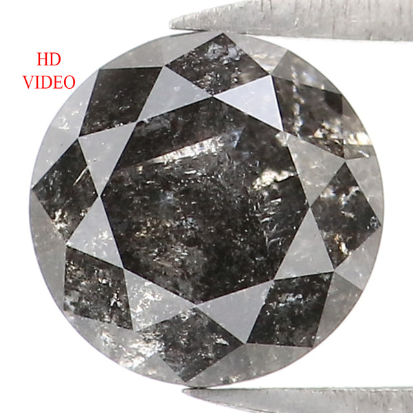 Natural Loose Round Salt And Pepper Diamond Black Grey Color 0.92 CT 5.95 MM Round Brilliant Cut Diamond L1523