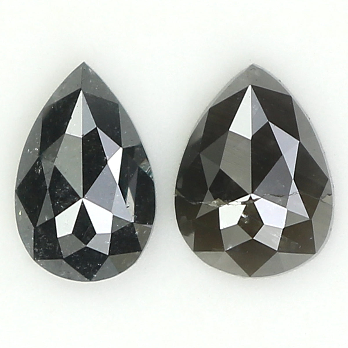 0.73 CT Natural Loose Pear Cut Pair Diamond Salt And Pepper Pear Shape Diamond 5.65 MM Natural Black Grey Color Pear Rose Cut Diamond KQ2386