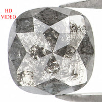 Natural Loose Cushion Salt And Pepper Diamond Black Grey Color 1.06 CT 6.10 MM Cushion Shape Rose Cut Diamond L1365