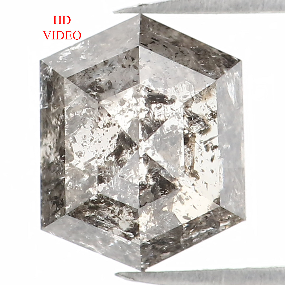 1.41 CT Natural Loose Hexagon Shape Diamond Salt And Pepper Hexagon Diamond 7.50 MM Black Grey Color Hexagon Shape Rose Cut Diamond QL1262