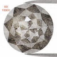 Natural Loose Round Rose Cut Salt And Pepper Diamond Black Grey Color 1.71 CT 7.20 MM Rose Cut Shape Diamond KDL1198