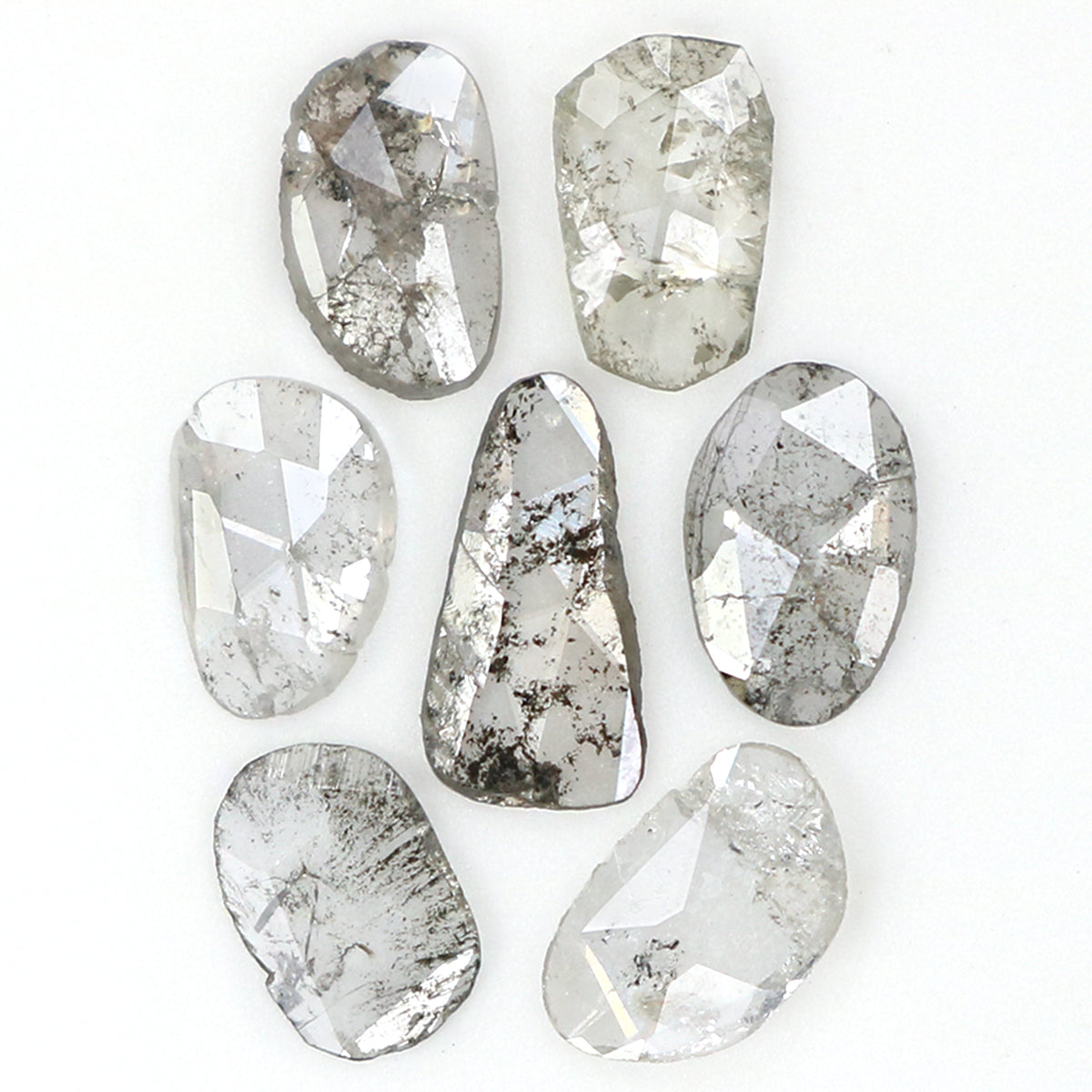 0.93 Ct Natural Loose Slice Shape Diamond Salt And Pepper Slice Cut Diamond 4.75 MM Natural Black Grey Diamond Irregular Cut Diamond LQ1500