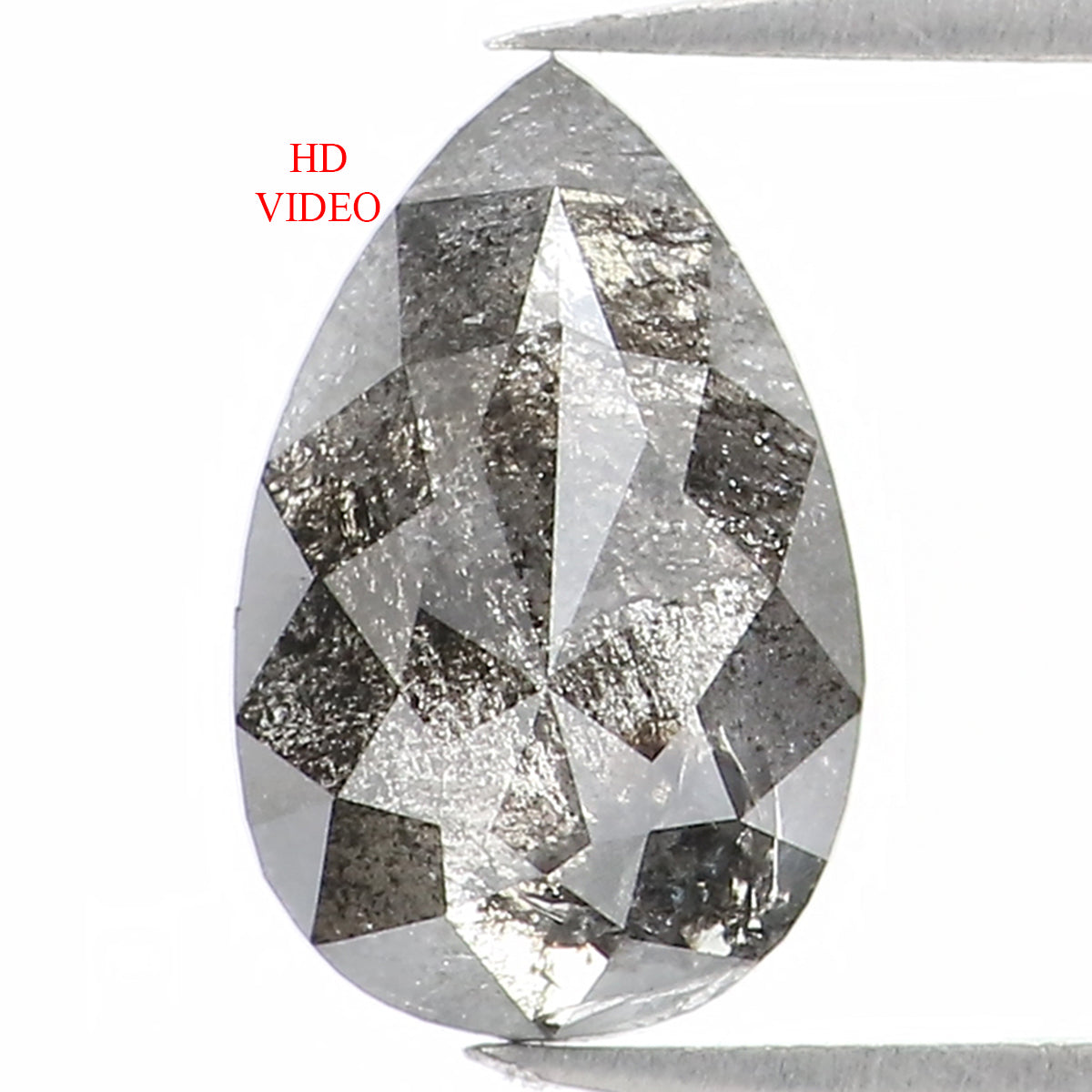 0.70 CT Natural Loose Pear Shape Diamond Salt And Pepper Pear Rose Cut Diamond 7.70 MM Natural Black Grey Color Pear Shape Diamond QL1229