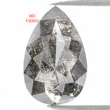 Natural Loose Pear Salt And Pepper Diamond Black Grey Color 0.70 CT 7.70 MM Pear Shape Rose Cut Diamond KDL1229
