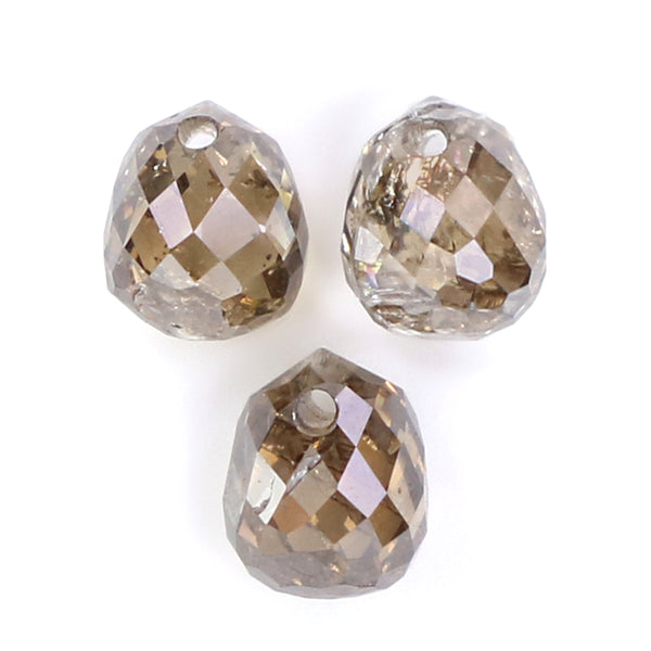 Natural Loose briolette Brown Color Diamond 1.01 CT 3.72 MM Drop Shape Rose Cut Diamond L9889