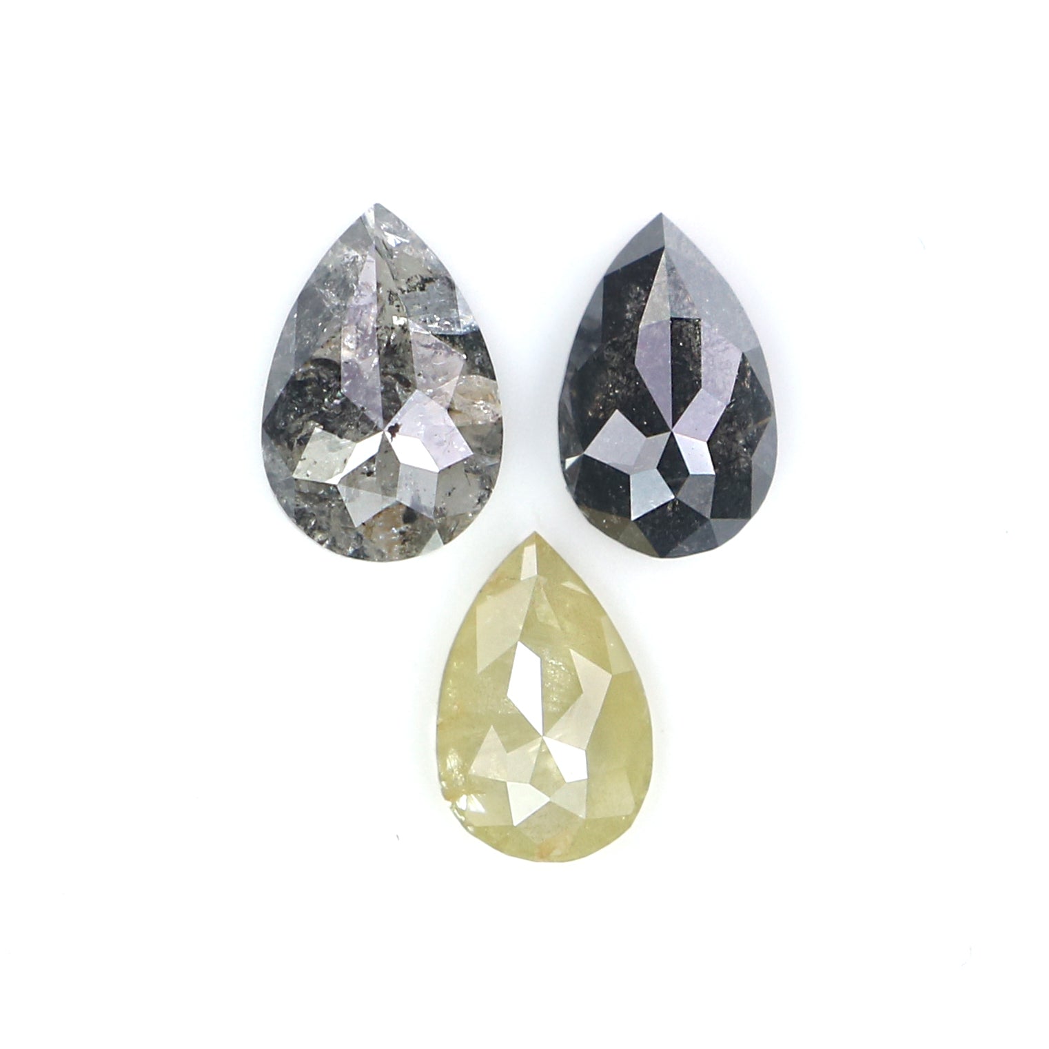 1.04 CT Natural Loose Pear Shape Diamond Salt And Pepper Pear Diamond 6.20 MM Natural Loose Black Grey Color Pear Rose Cut Diamond LQ2750