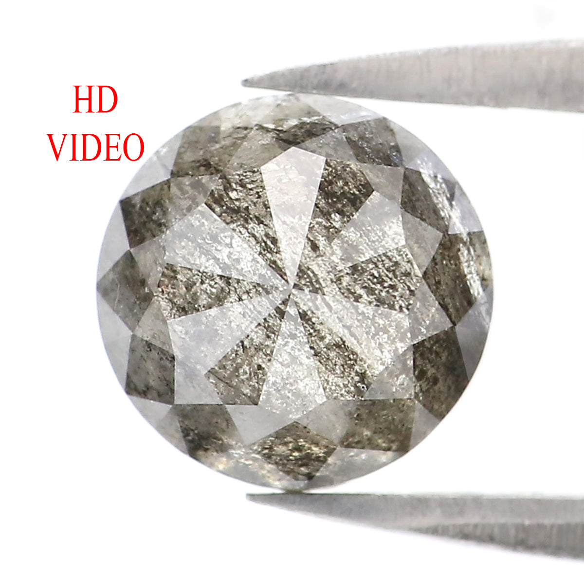 1.69 Ct Natural Loose Round Rose Cut Diamond Black Grey Color Rose Cut Diamond 7.30 MM Natural Loose Salt And Pepper Rose Cut Diamond QL1949