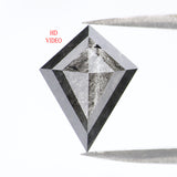 Natural Loose Kite Salt And Pepper Diamond Black Grey Color 2.71 CT 12.05 MM Kite Shape Rose Cut Diamond KDL2121