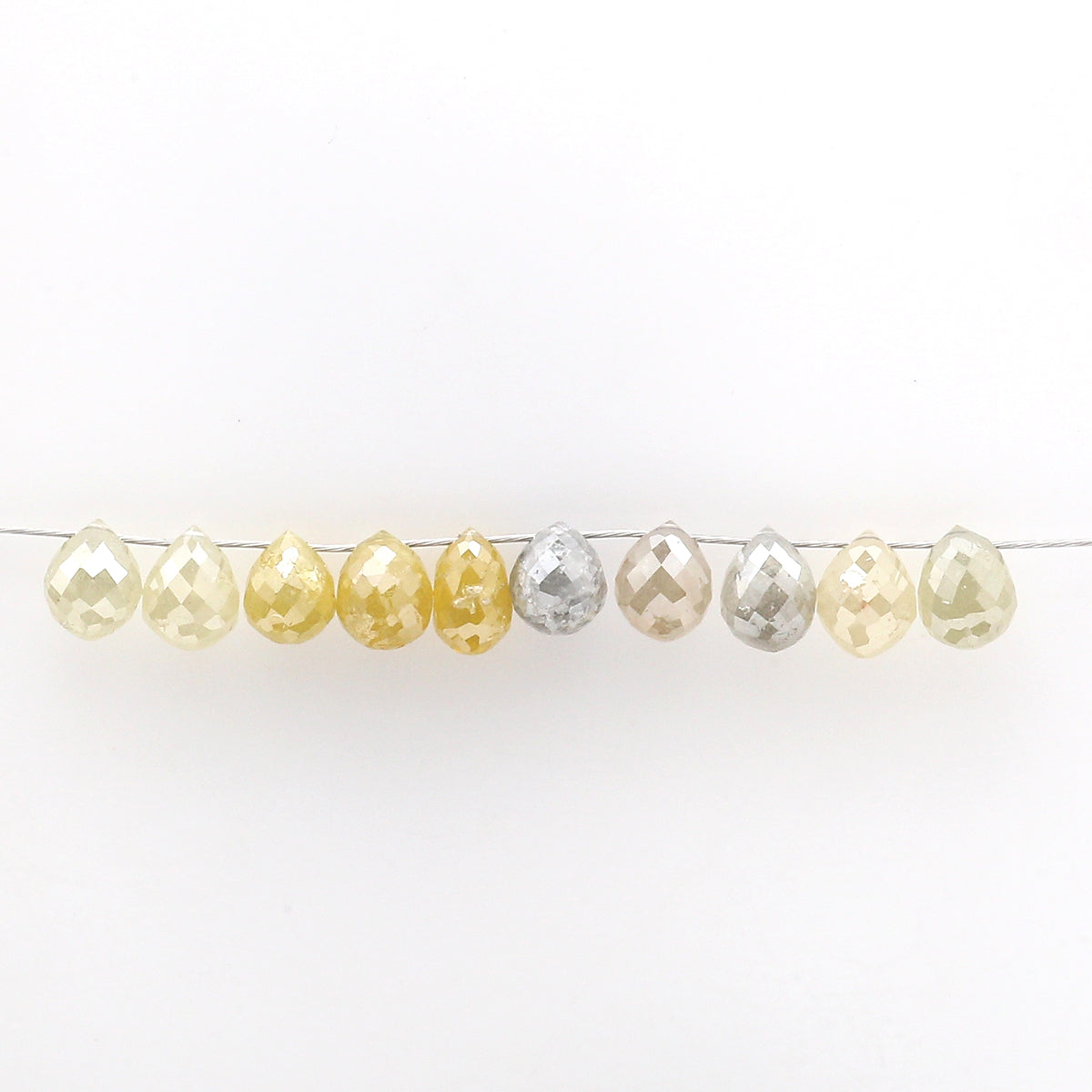 4.11 Ct Natural Loose Briolette Cut Diamond Yellow Color Drop Diamond 4.20 MM Natural Loose Grey Color Diamond Briolette Cut Diamond LQ1675