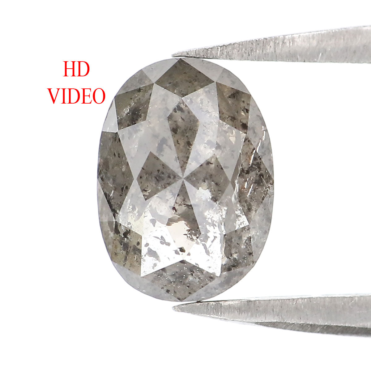 Natural Loose Oval Salt And Pepper Diamond Black Grey Color 1.25 CT 7.80 MM Oval Shape Rose Cut Diamond L2206