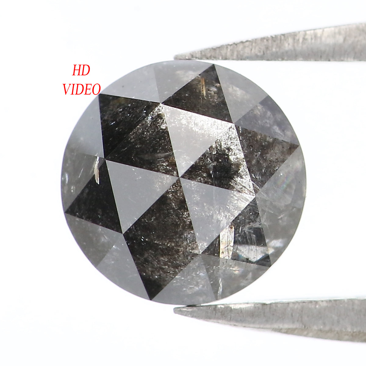 Natural Loose Rose Cut Salt And Pepper Diamond Black Grey Color 1.26 CT 6.70 MM Rose Cut Shape Diamond L278