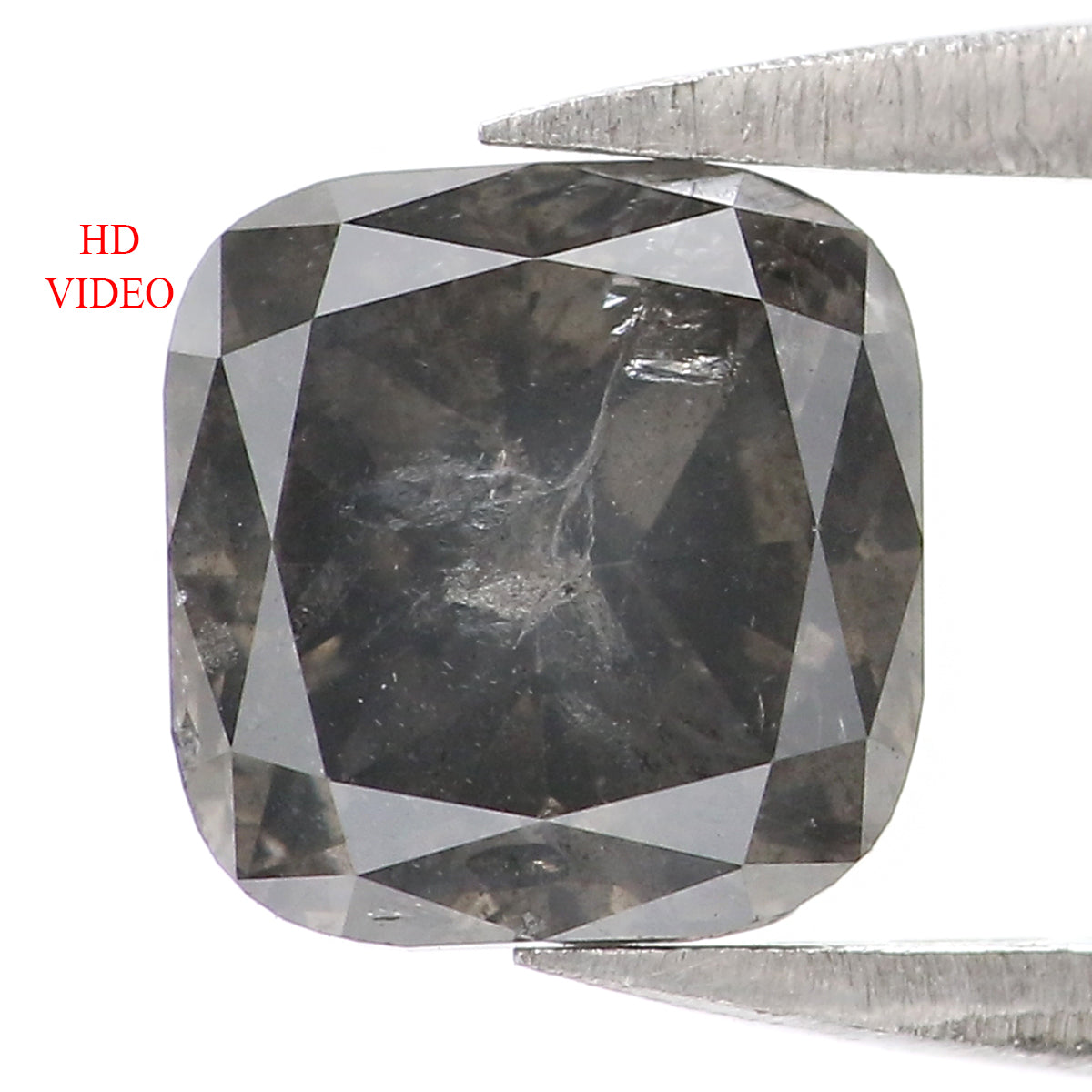 1.31 CT Natural Loose Cushion Shape Diamond Black Grey Cushion Diamond 6.05 MM Natural Black Grey Color Cushion Brilliant Cut Diamond QL1905