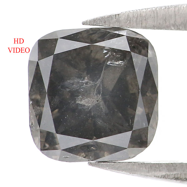 Natural Loose Cushion Salt And Pepper Diamond Black Grey Color 1.31 CT 6.05 MM Cushion Shape Rose Cut Diamond KDL1905