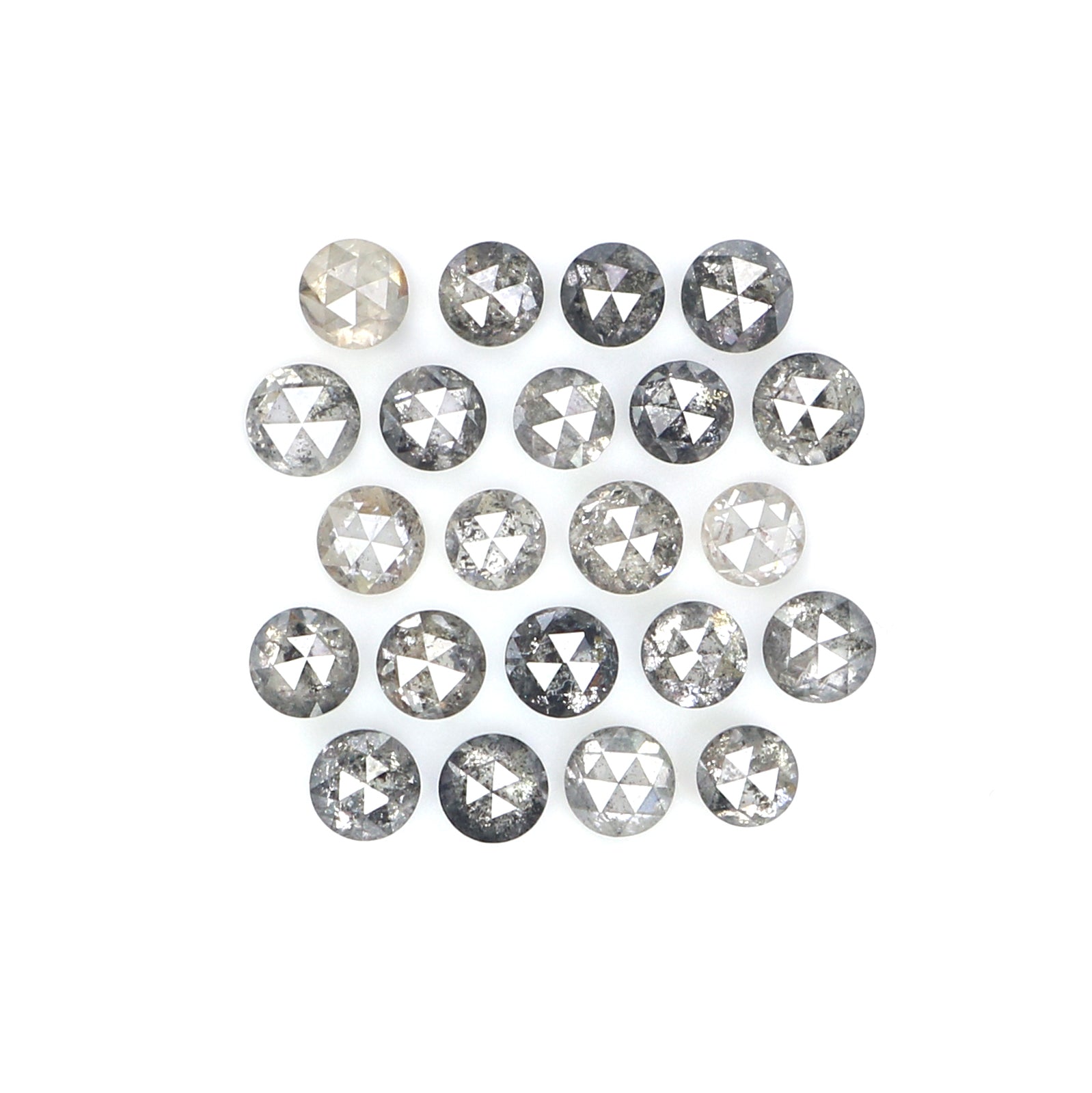 1.34 Ct Natural Loose Round Rose Cut Diamond Salt And Pepper Round Shape Diamond 2.10 MM Natural Black Grey Round Rose Cut Diamond LQ2771