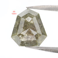 Natural Loose Shield Diamond Grey Green Color 1.93 CT 9.00 MM Shield Shape Rose Cut Diamond L8145