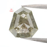 Natural Loose Shield Diamond Grey Green Color 1.93 CT 9.00 MM Shield Shape Rose Cut Diamond L8145