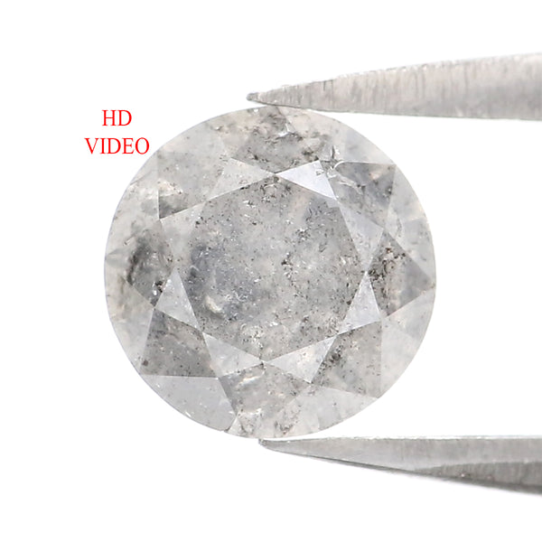 Natural Loose Round Salt And Pepper Diamond Black Grey Color 0.98 CT 6.40 MM Round Brilliant Cut Diamond KDL2083