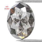 Natural Loose Oval Salt And Pepper Diamond Black Grey Color 1.04 CT 7.35 MM Oval Shape Rose Cut Diamond KDL1021