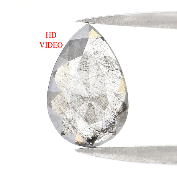 Natural Loose Pear Diamond, Salt And Pepper Pear Diamond, Natural Loose Diamond, Pear Rose Cut Diamond, 1.12 CT Pear Shape KDL2710