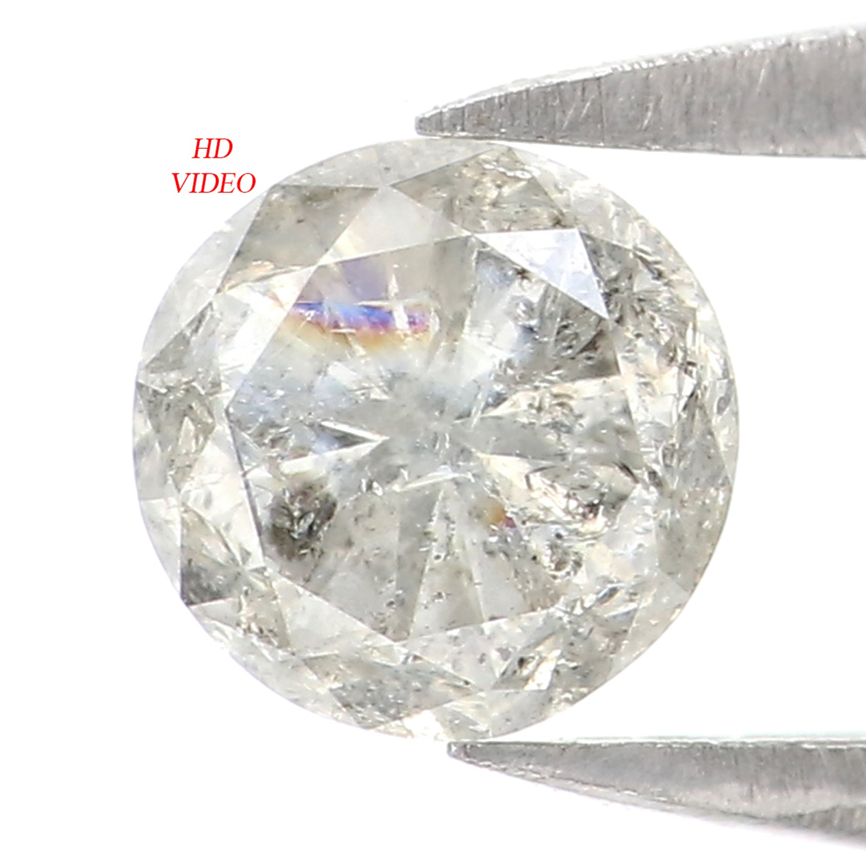 Natural Loose Round Salt And Pepper Diamond Black Grey Color 0.69 CT 5.20 MM Round Brilliant Cut Diamond KR1972