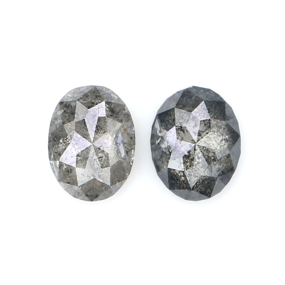 0.59 CT Natural Loose Oval Cut Pair Diamond Black Grey Color Oval Shape Diamond 5.00 MM Natural Salt And Pepper Oval Rose Cut Diamond KQ2566