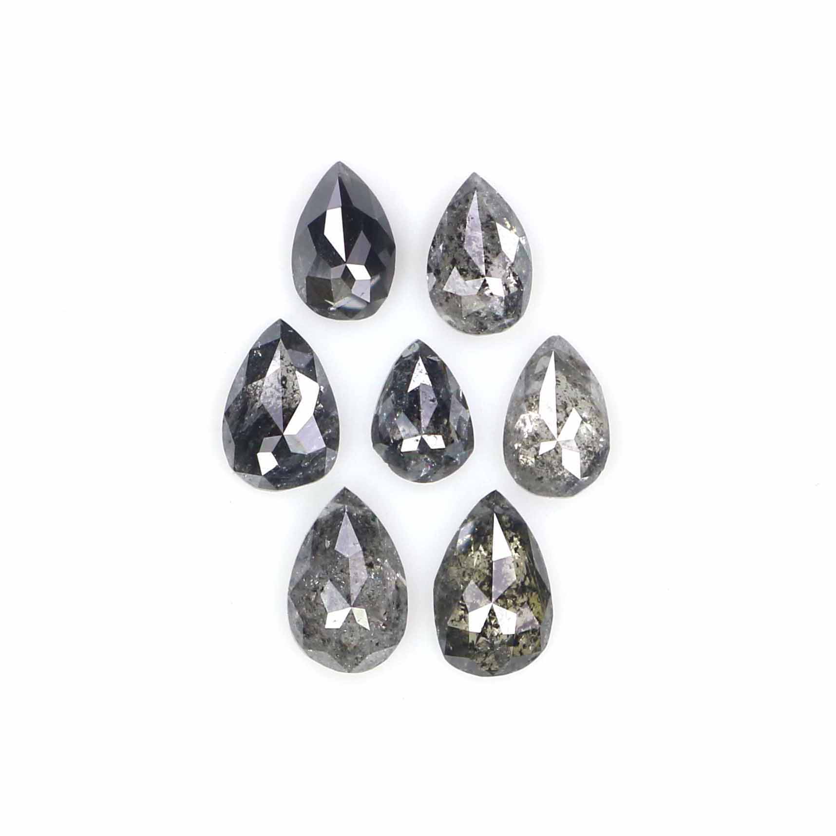 0.64 CT Natural Loose Pear Shape Diamond Salt And Pepper Pear Diamond 4.05 MM Natural Loose Black Grey Color Pear Rose Cut Diamond LQ2762