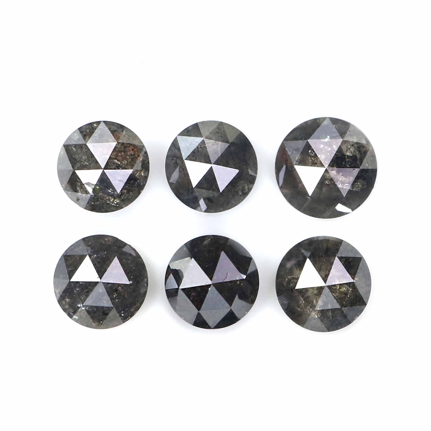 Natural Loose Rose Cut Salt And Pepper Diamond Black Grey Color 2.73 CT 4.50 MM Rose Cut Shape Diamond L2378