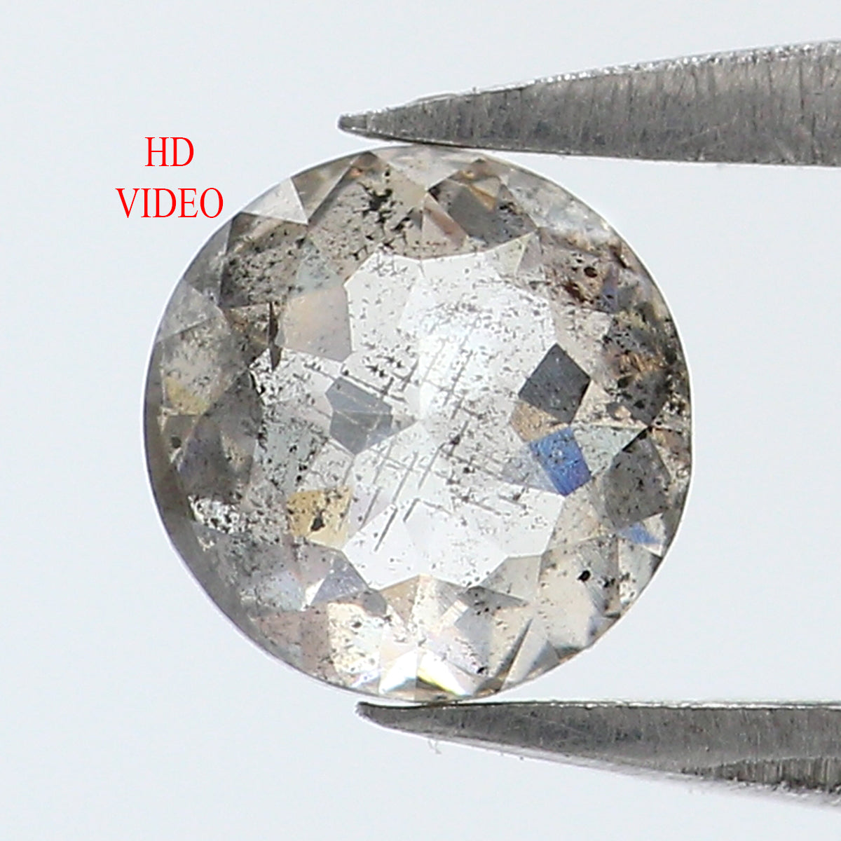 0.66 Ct Natural Loose Round Rose Cut Diamond Salt And Pepper Round Shape Diamond 5.20 MM Natural Black Grey Round Rose Cut Diamond LQ9291