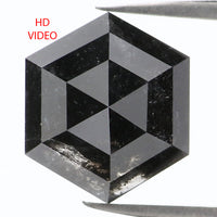 Natural Loose Hexagon Salt And Pepper Diamond Black Grey Color 2.45 CT 9.25 MM Hexagon Shape Rose Cut Diamond KDL1092