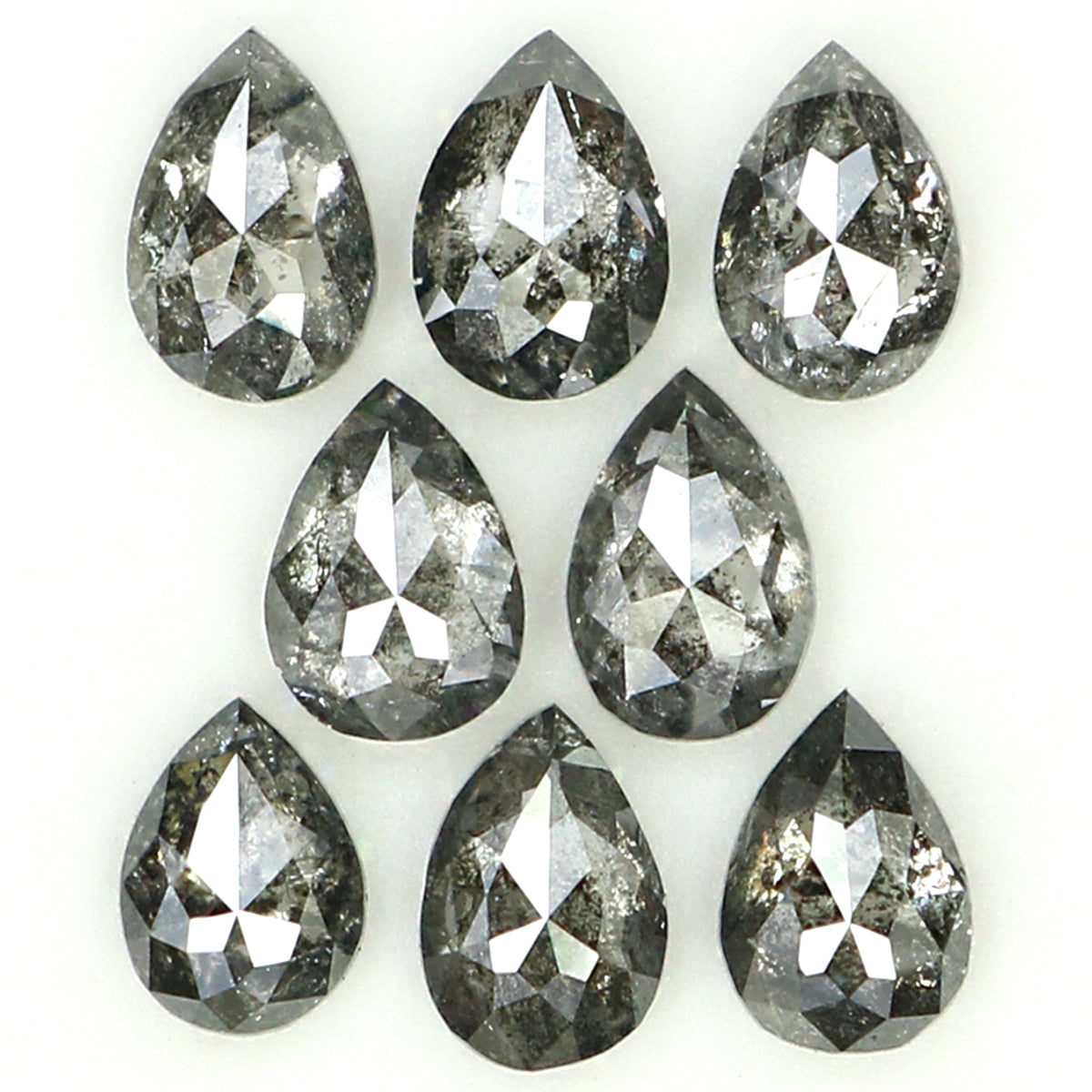 Natural Loose Pear Salt And Pepper Diamond Black Grey Color 1.11 CT 3.75 MM Pear Shape Rose Cut Diamond KDL1281