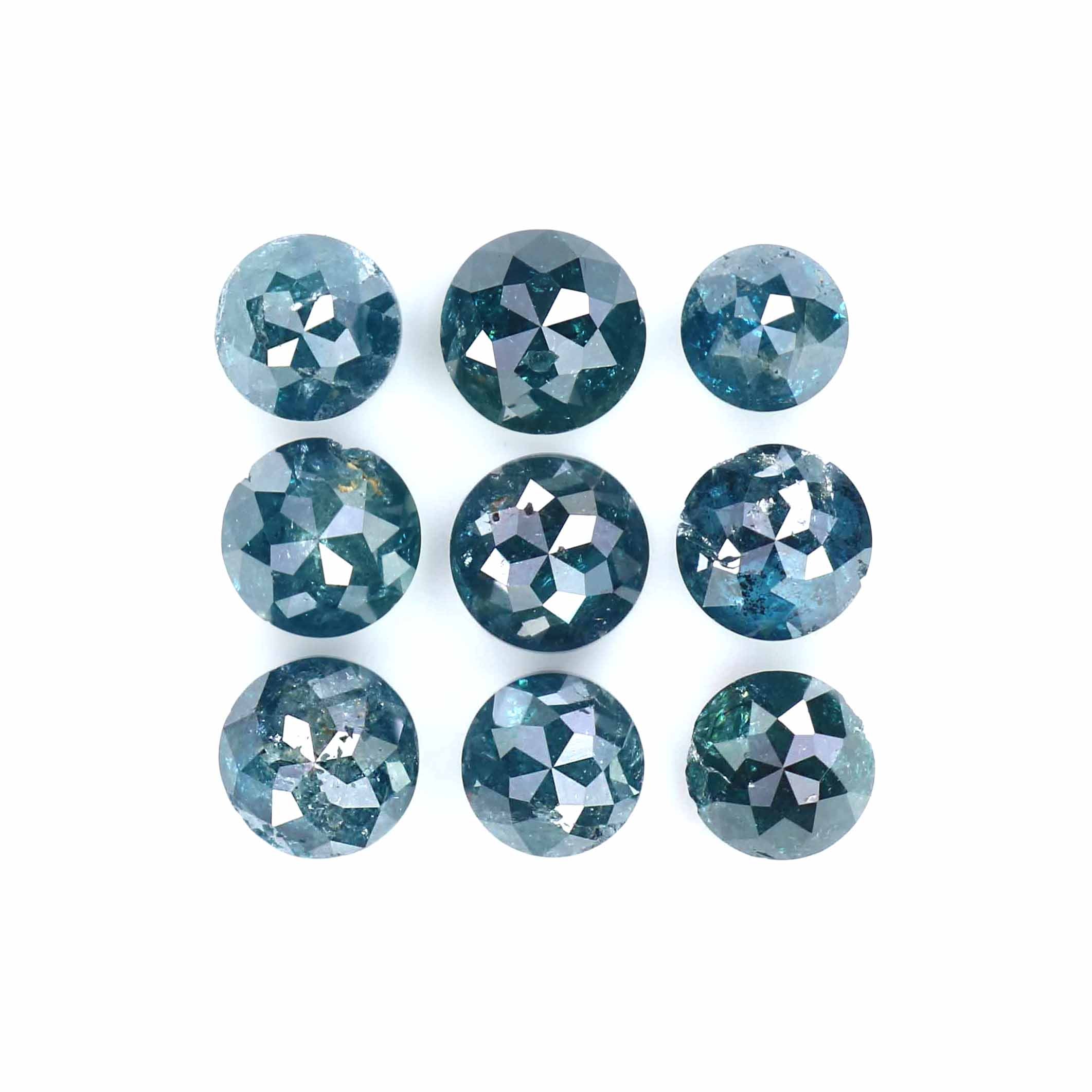 Natural Loose Rose Cut Blue Color Diamond 3.76 CT 3.80 MM Round Rose Cut Shape Diamond L2382