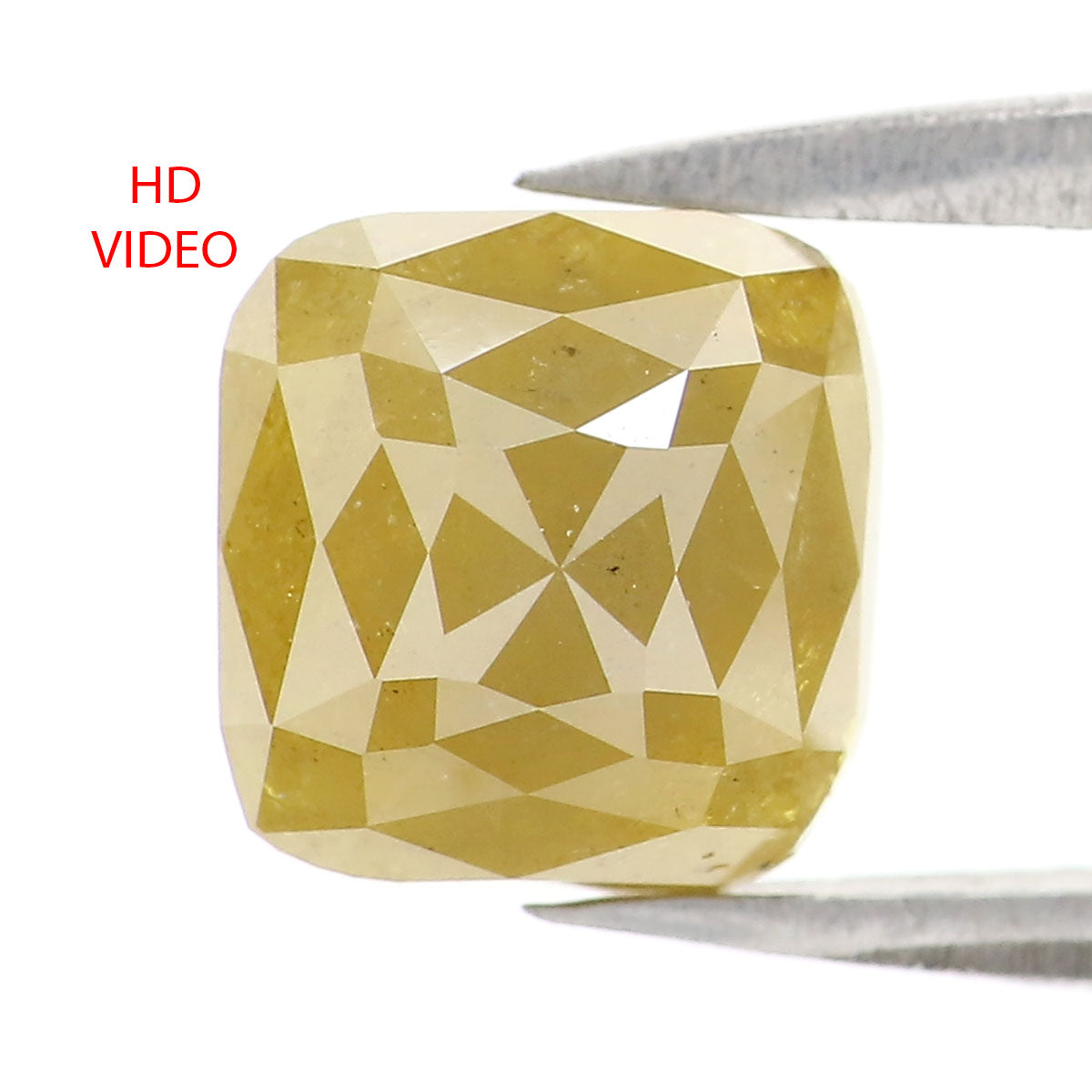 Natural Loose Cushion Yellow Green Color Diamond 2.27 CT 7.00 MM Cushion Shape Rose Cut Diamond L5005